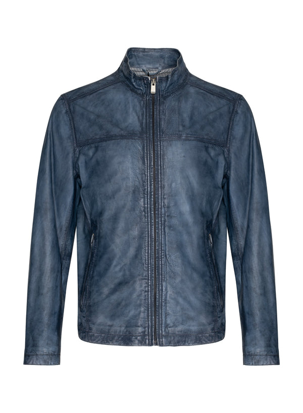 Regency Leather Jacket in Ice Blue - Caswell's Fine Menswear