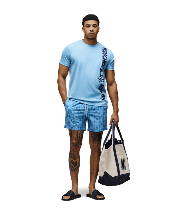 Psycho Bunny Men's Toby All Over Bunny Swim Trunk | Blue