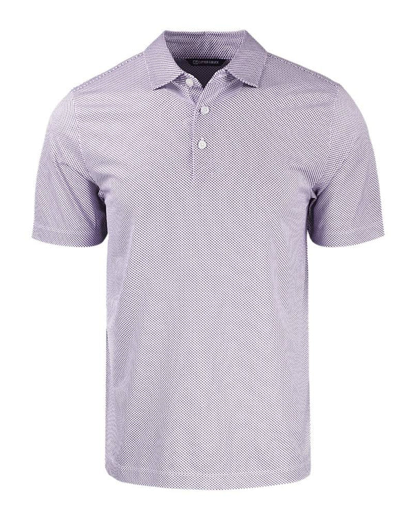 Cutter & Buck Pike Eco Symmetry Print Stretch Recycled Mens Polo | White/Purple - Caswell's Fine Menswear