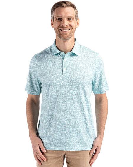 Cutter & Buck Pike Eco Flora Print Recycled Mens Polo | Fresh Mint - Caswell's Fine Menswear