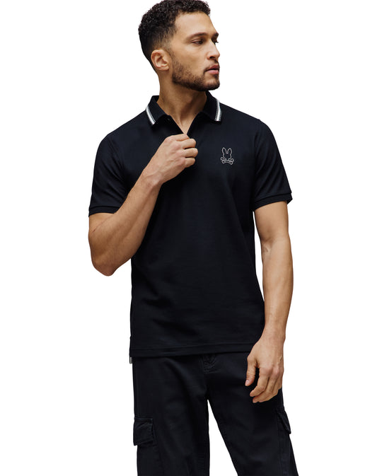 Psycho Bunny Men's Joe Pique Polo Shirt | Black