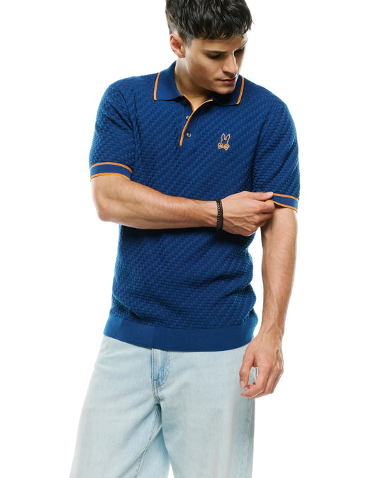 Psycho Bunny Men's Knit Polo Seb | Navy Peony