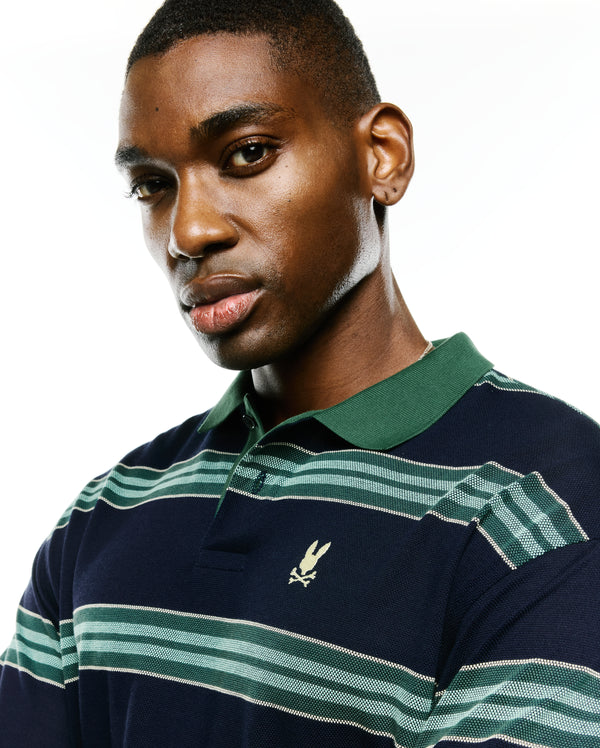 Psycho Bunny Mens Long Sleeve Polo Drew | Baritone Blue