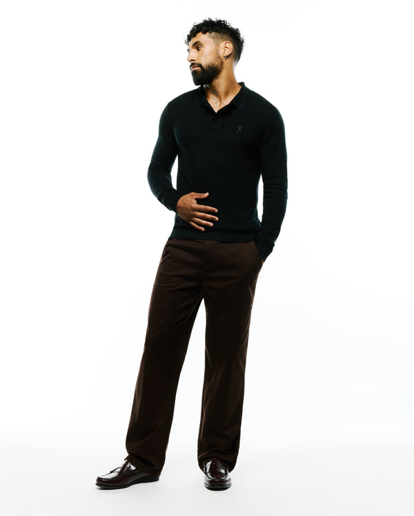 Psycho Bunny Men's Leroy Long Sleeve Polo | Black