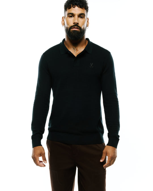 Psycho Bunny Men's Leroy Long Sleeve Polo | Black