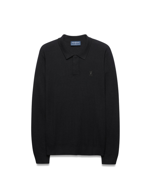 Psycho Bunny Men's Leroy Long Sleeve Polo | Black
