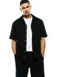 Psycho Bunny Mens Relaxed Fit Textured Shirt Claudio | Black