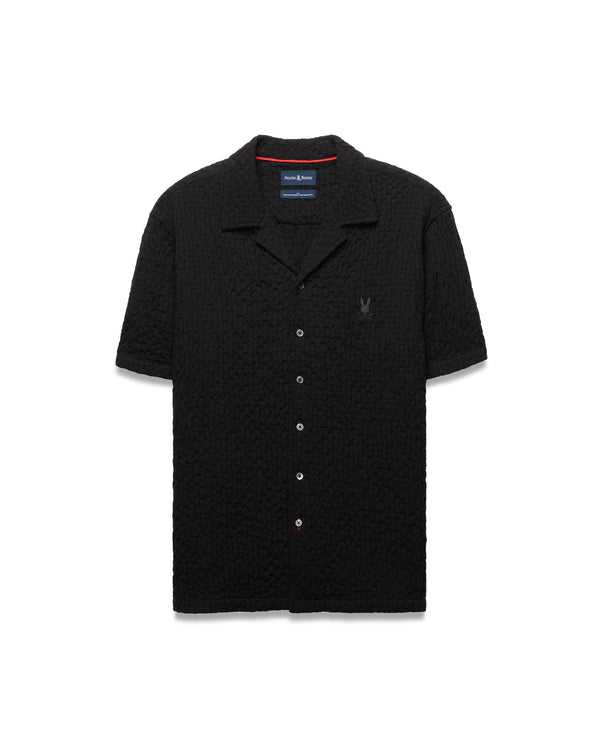 Psycho Bunny Mens Relaxed Fit Textured Shirt Claudio | Black