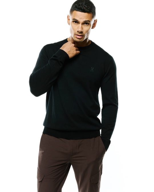 Pull à col rond pour homme « Psycho Bunny » Belmore | Noir