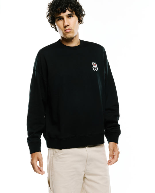 T-shirt à col rond Psycho Bunny pour homme, coupe ample, modèle Jaden | Noir