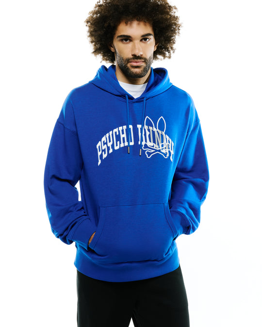 Sweat à capuche Psycho Bunny pour homme, coupe ample, modèle Nathaniel | Bleu roi