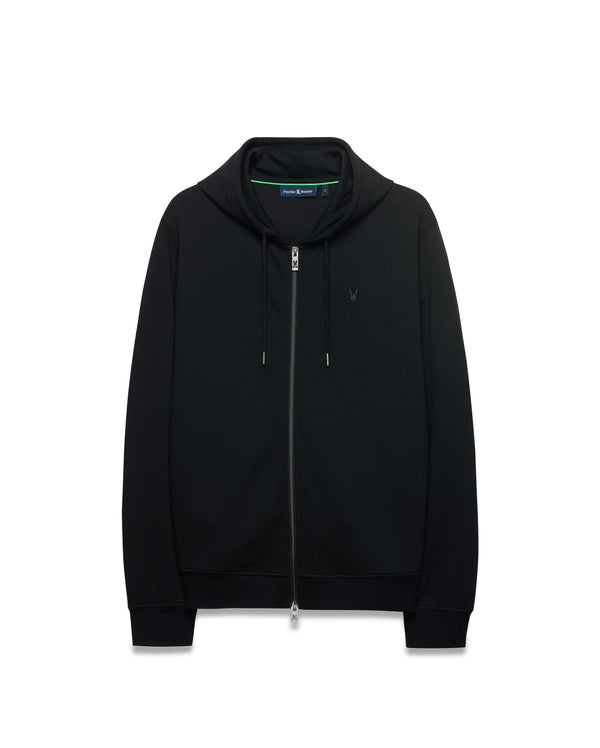 Psycho Bunny Mens Marc Textured Full Zip Hoodie | Black