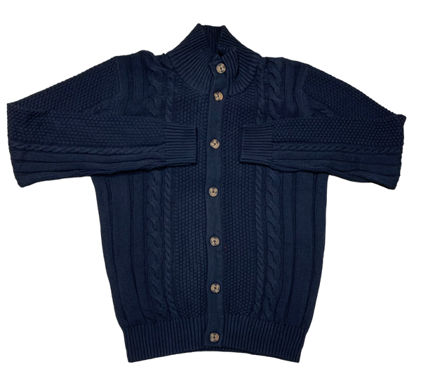 Soul of London Full Button Sweater, Navy - Caswell's Fine Menswear