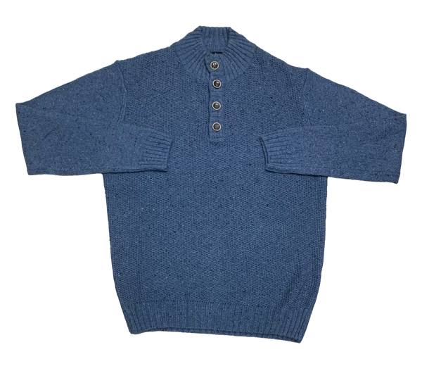 Modango Italian Made Mock Button Sweater, Blue - Caswell's Fine Menswear