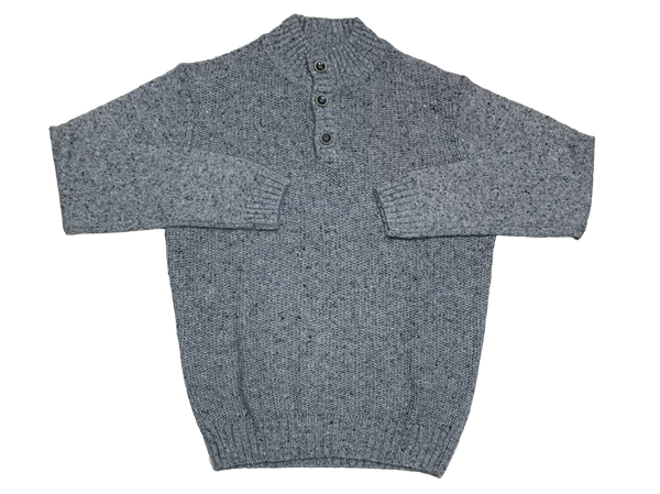 Modango Italian Made Mock Button Sweater, Grey - Caswell's Fine Menswear