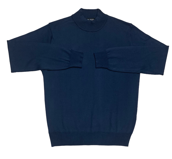 Modango Italian Made Mock Sweater, Blue - Caswell's Fine Menswear
