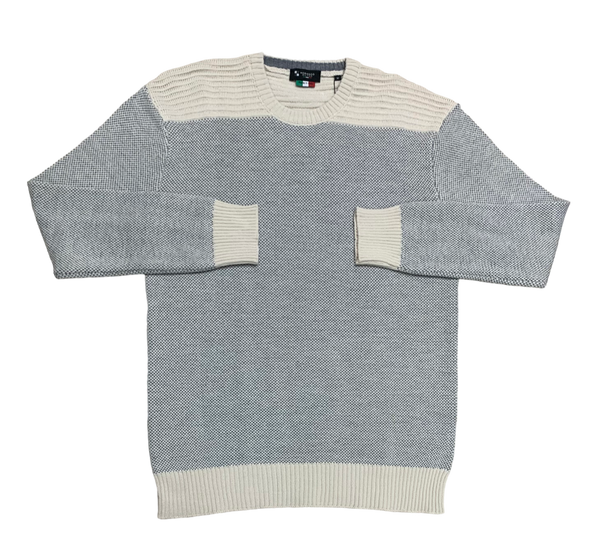 Modango Italian Made Crew Neck Sweater, Ecru - Caswell's Fine Menswear