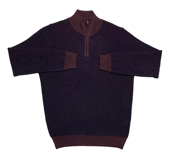 Modango Italian Made 1/4 Zip Sweater, Burgandy - Caswell's Fine Menswear