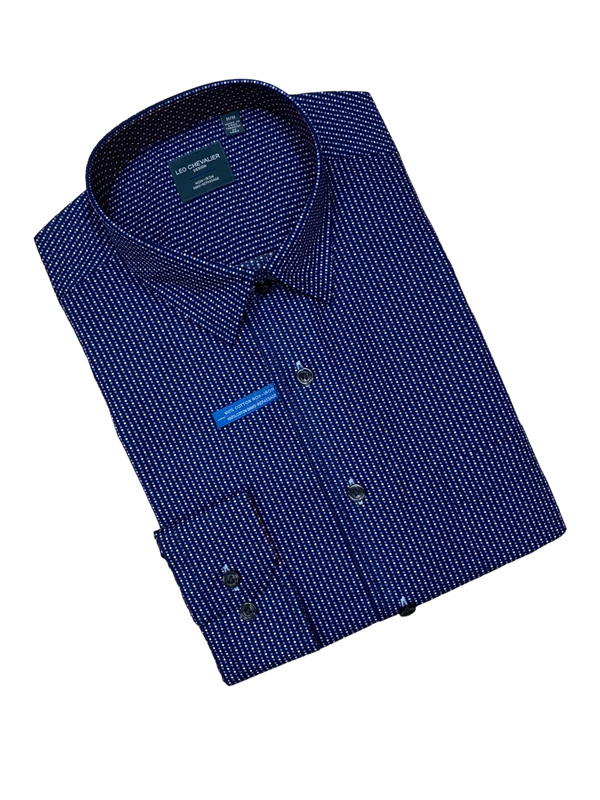 Leo Chevalier Non-Iron Shirt, Blue - Caswell's Fine Menswear