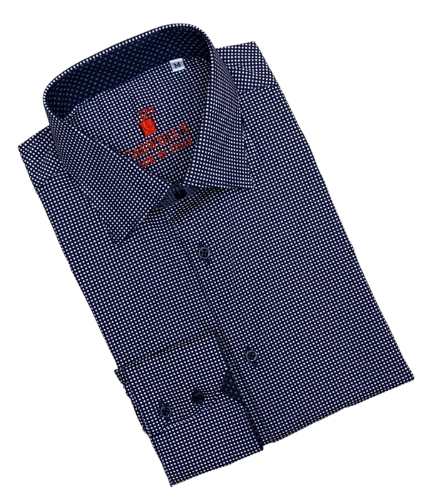 Caswell's Made in Italy Shirt, Navy - Caswell's Fine Menswear