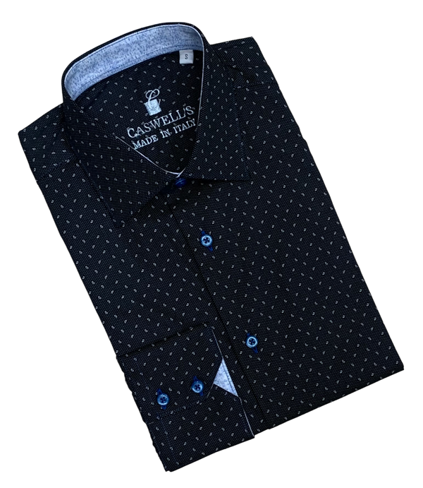 Caswell's Made in Italy Shirt, Black/Blue - Caswell's Fine Menswear