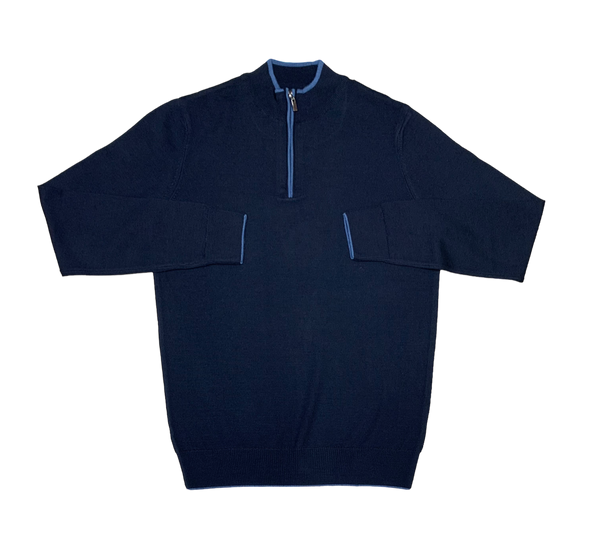 Lief Horsens Sweater 1/4 Zip, Navy - Caswell's Fine Menswear
