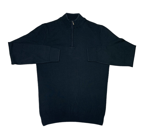 Lief Horsens Sweater 1/4 Zip, Black - Caswell's Fine Menswear