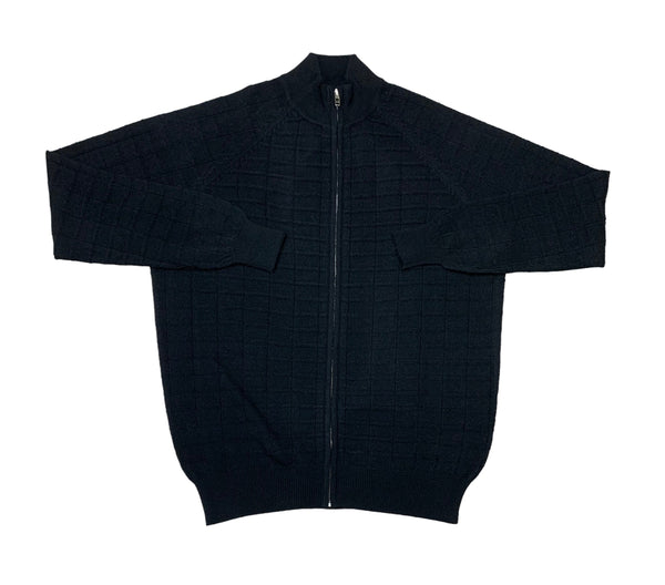 Cashmere Full Zip Sweater, Black - Caswell's Fine Menswear