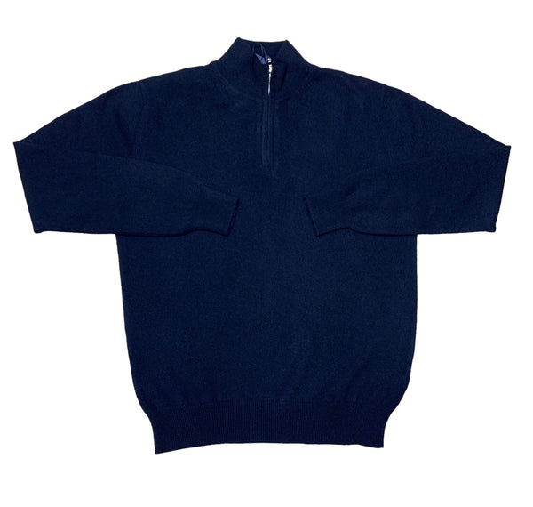 Cashmere 1/4 Sweater, Navy - Caswell's Fine Menswear