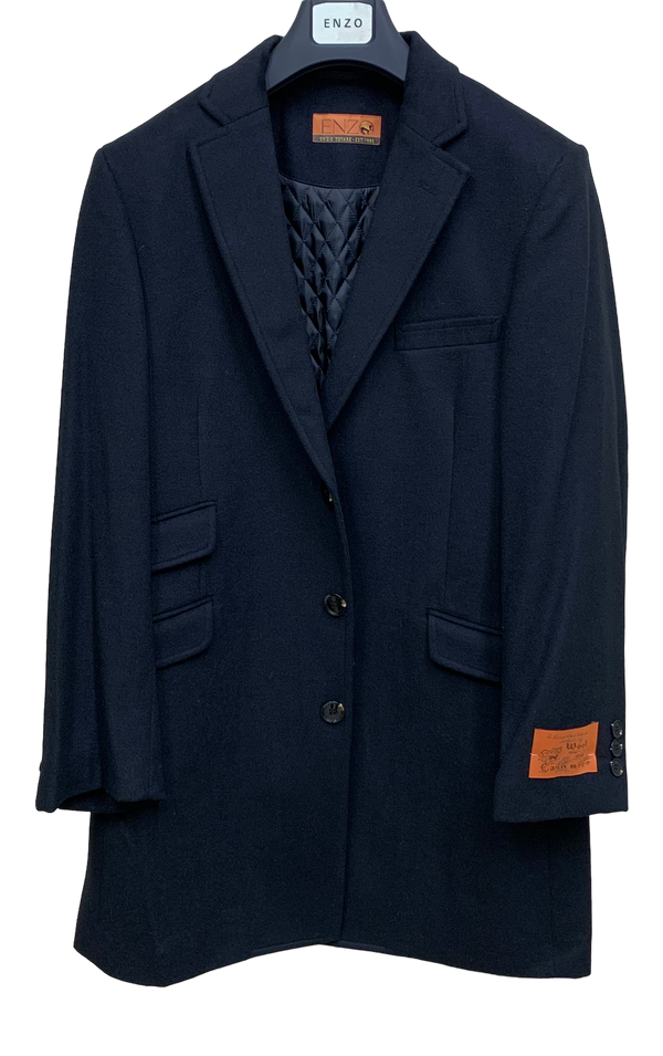 Enzo Car Coat Wool/Cashmere, Black - Caswell's Fine Menswear