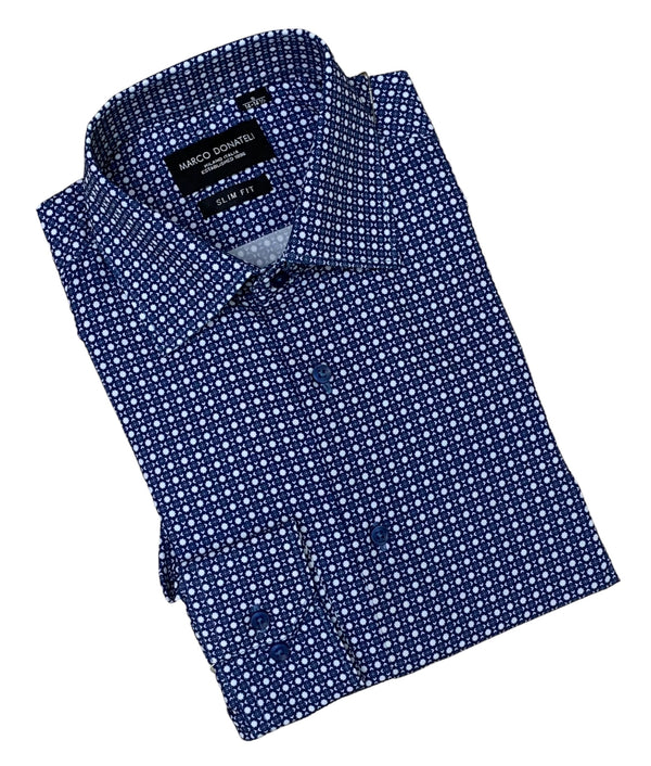 Marco Donateli  Shirt Long Sleeve, Navy - Caswell's Fine Menswear