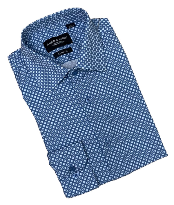 Marco Donateli Shirt Long Sleeve, Blue - Caswell's Fine Menswear