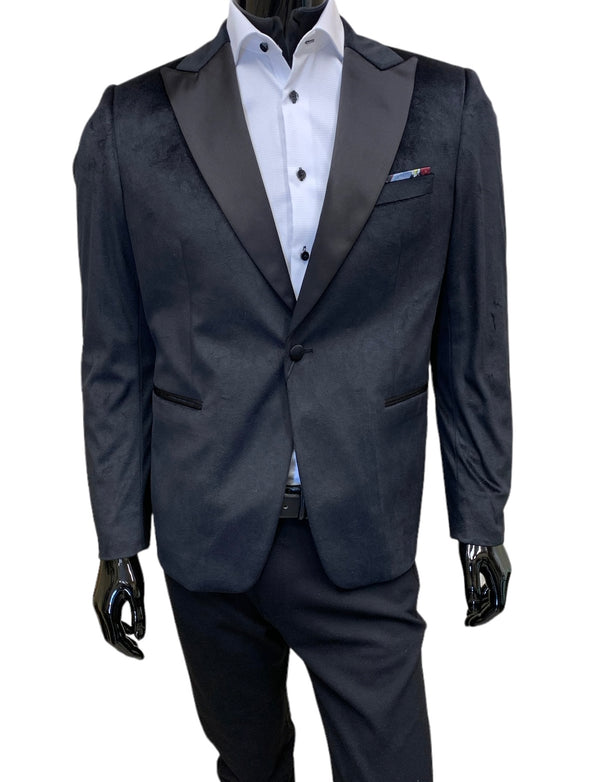 Lief Horsen Tuxedo Velvet Blazer, Black - Caswell's Fine Menswear