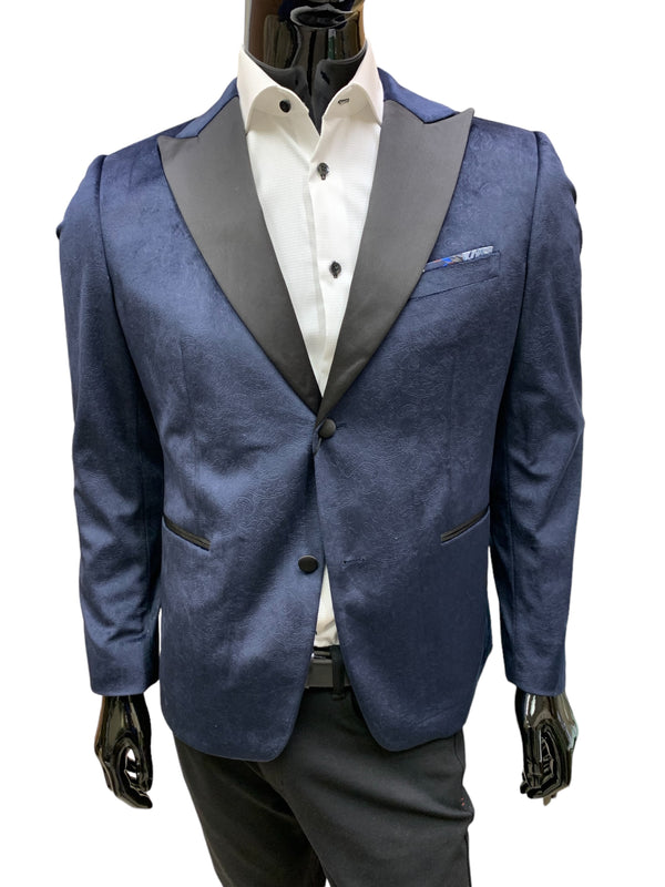 Lief Horsen Tuxedo Velvet Blazer, Navy - Caswell's Fine Menswear
