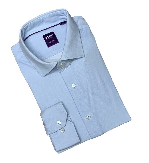 Elite Luxury Knit Shirt | Sky Blue - Caswell's Fine Menswear