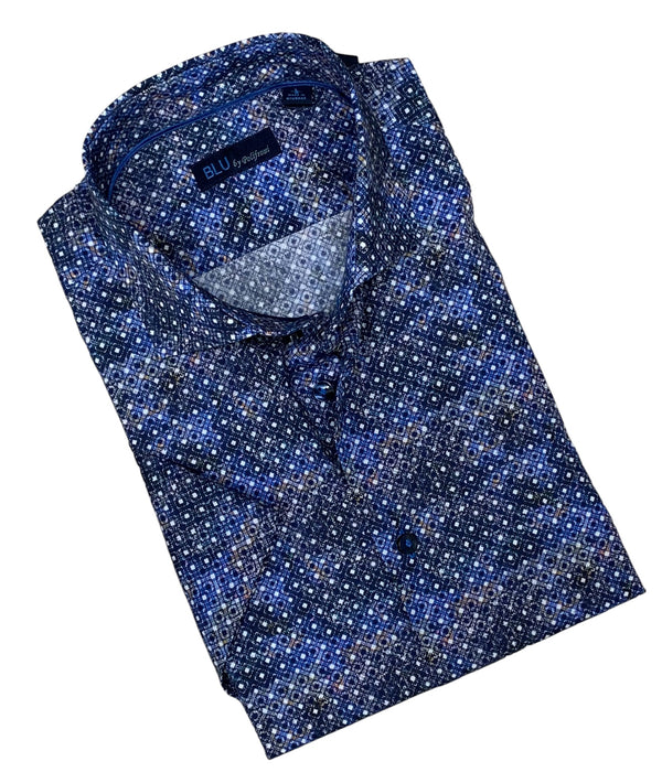 Blu by Polifroni Shirt Short Sleeve | Blue - Caswell's Fine Menswear