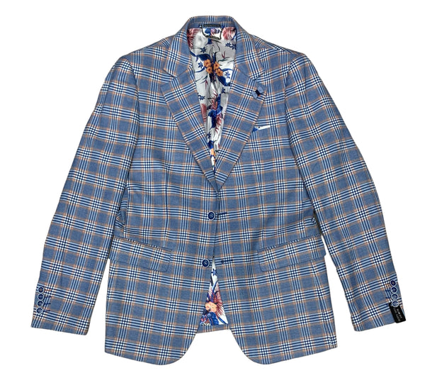 Lief Horsens Check Blazer | Royal - Caswell's Fine Menswear