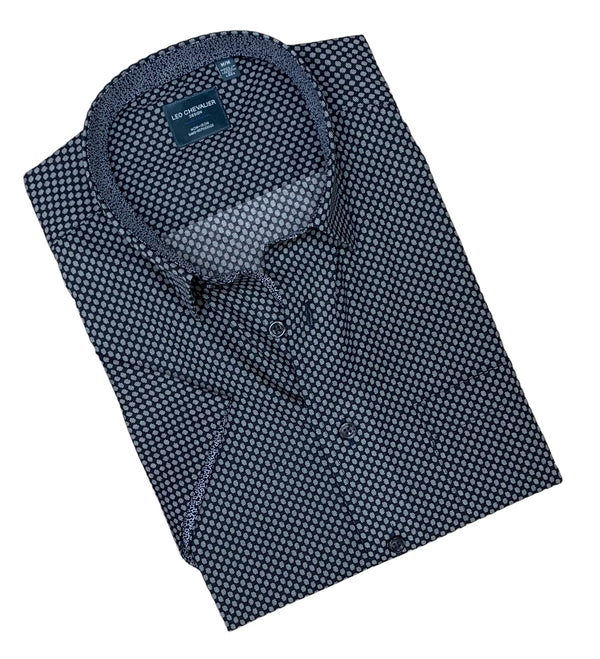 Leo Chevalier Shirt Short Sleeve | Black - Caswell's Fine Menswear