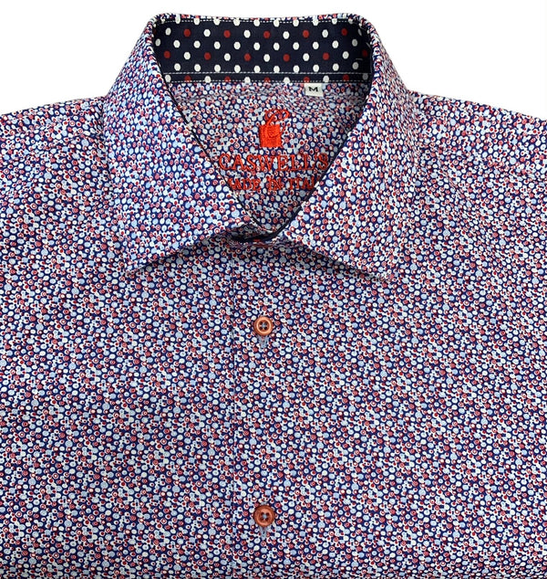 Made in Italy Shirt Long Sleeve | Blue/Red - Caswell's Fine Menswear