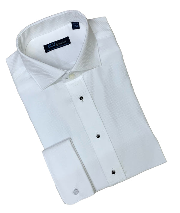 Blu by Polifroni Tuxedo Shirt French Cuff | White - Caswell's Fine Menswear