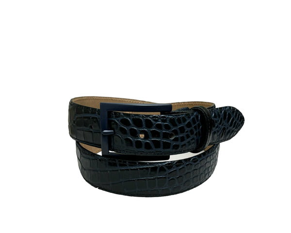 Bench Craft Leather Belt | Black/Navy - Caswell's Fine Menswear
