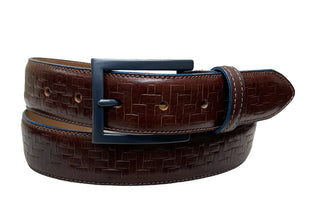 Bench Craft Leather Belt | Oxblood/Navy - Caswell's Fine Menswear