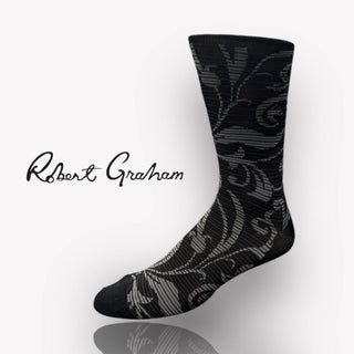 Robert Graham Damask Socks | Black - Caswell's Fine Menswear
