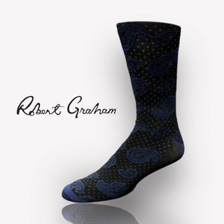 Robert Graham Paisley Socks | Navy/Black - Caswell's Fine Menswear