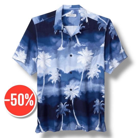 Tommy Bahama Men's Bahama Coast Palm Showers Camp Shirt | Glacier Blue