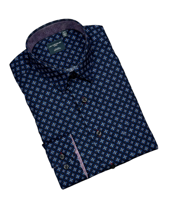 Leo Chevalier Shirt Long Sleeve | Navy Wine