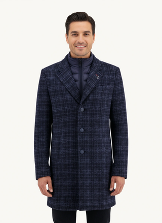 A Fish Named Fred Overcoat | Navy Check