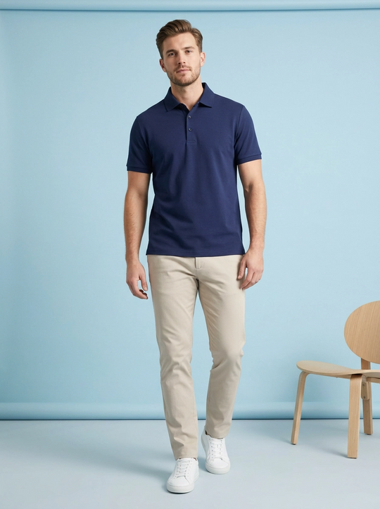 Elite Cotton Polo Shirt | Navy