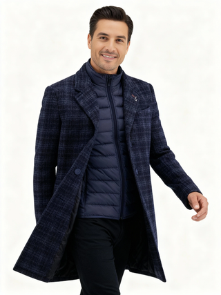 A Fish Named Fred Overcoat | Navy Check