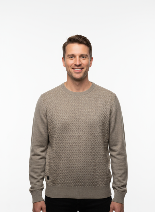 Point Zero Cashmere Like Sweater Crew Neck | Cashew